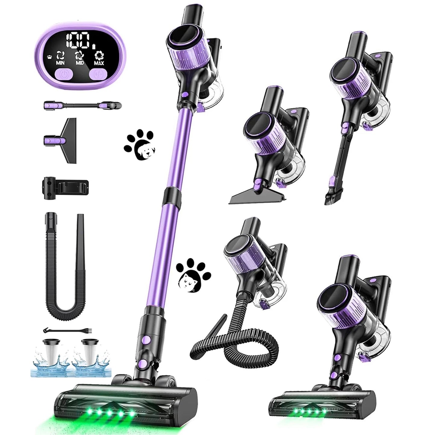Cordless Vacuum Cleaner, 55Kpa/500W/45min 10 in 1 Powerful Stick Vacuum Cleaner for Home Pet Hair/Hard Floor/Carpet