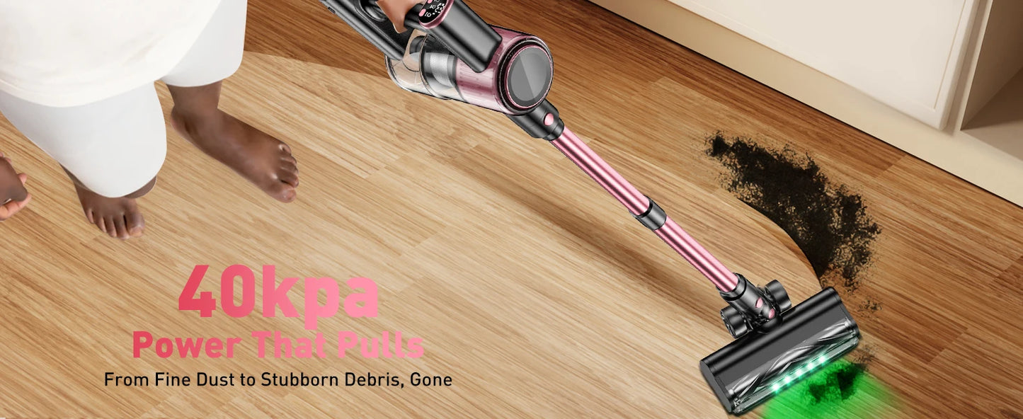 Cordless Vacuum Cleaner, 55Kpa/500W/45min 10 in 1 Powerful Stick Vacuum Cleaner for Home Pet Hair/Hard Floor/Carpet