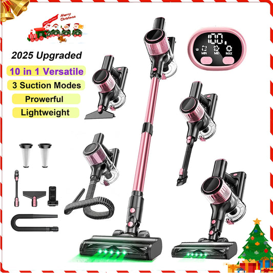 Cordless Vacuum Cleaner, 55Kpa/500W/45min 10 in 1 Powerful Stick Vacuum Cleaner for Home Pet Hair/Hard Floor/Carpet