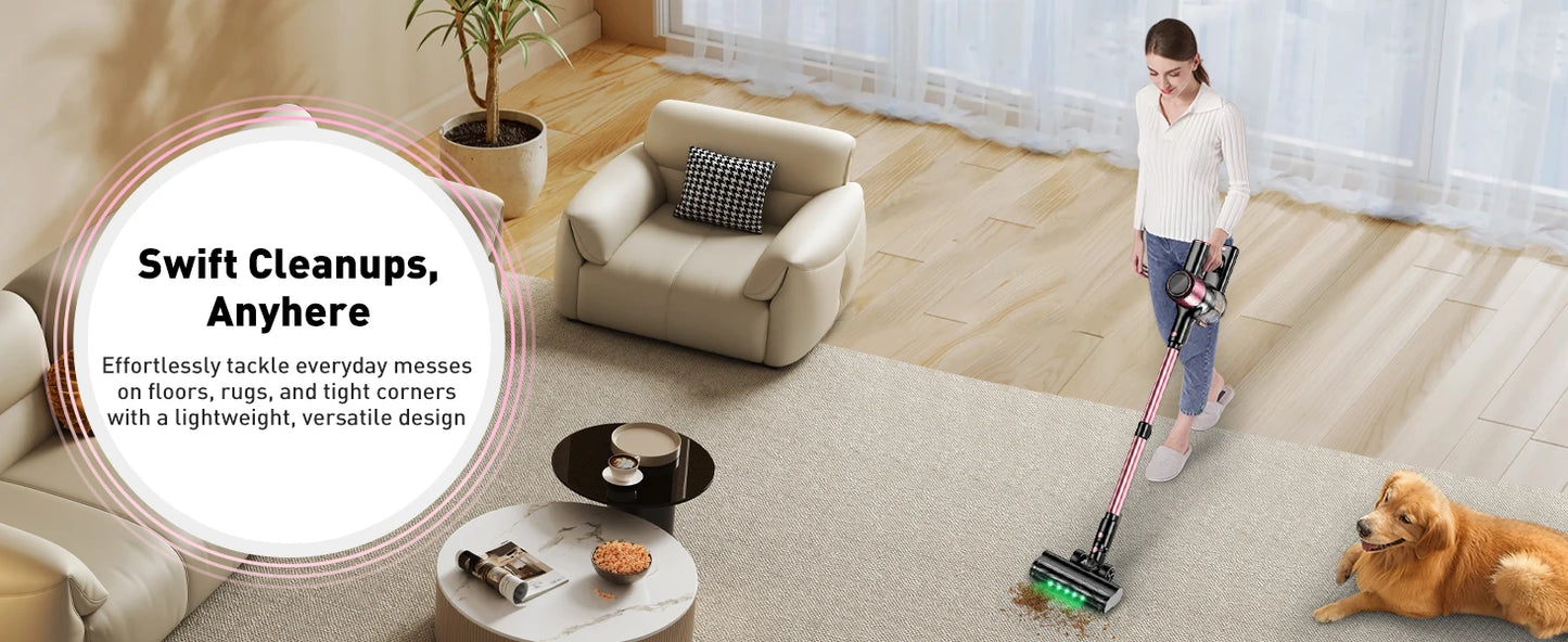 Cordless Vacuum Cleaner, 55Kpa/500W/45min 10 in 1 Powerful Stick Vacuum Cleaner for Home Pet Hair/Hard Floor/Carpet