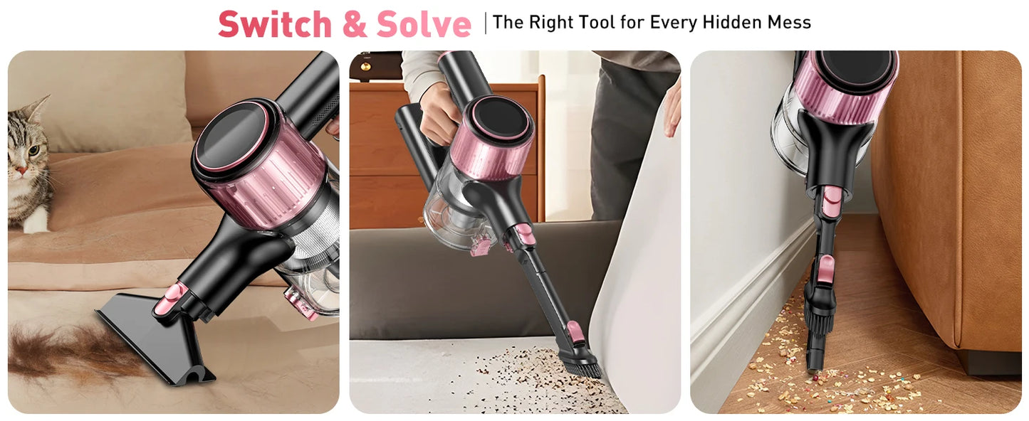 Cordless Vacuum Cleaner, 55Kpa/500W/45min 10 in 1 Powerful Stick Vacuum Cleaner for Home Pet Hair/Hard Floor/Carpet