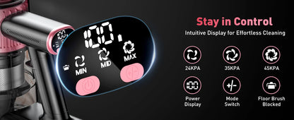 Cordless Vacuum Cleaner, 55Kpa/500W/45min 10 in 1 Powerful Stick Vacuum Cleaner for Home Pet Hair/Hard Floor/Carpet