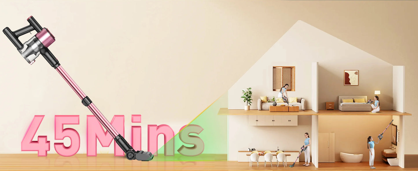 Cordless Vacuum Cleaner, 55Kpa/500W/45min 10 in 1 Powerful Stick Vacuum Cleaner for Home Pet Hair/Hard Floor/Carpet