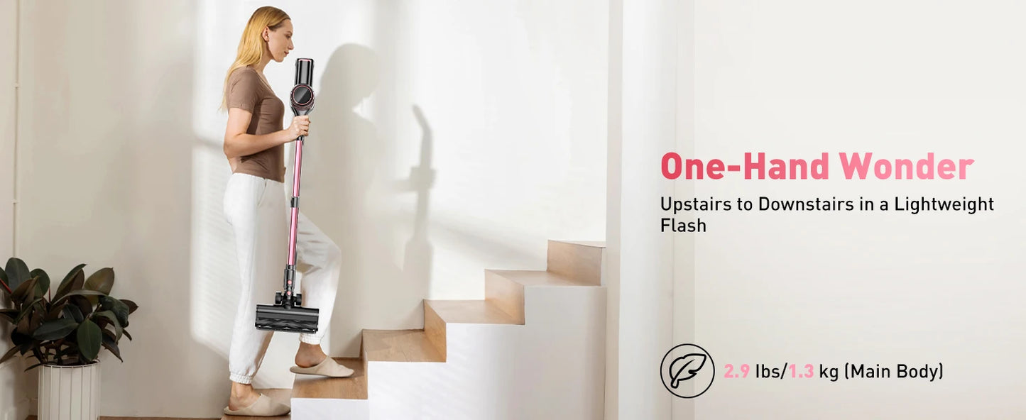 Cordless Vacuum Cleaner, 55Kpa/500W/45min 10 in 1 Powerful Stick Vacuum Cleaner for Home Pet Hair/Hard Floor/Carpet